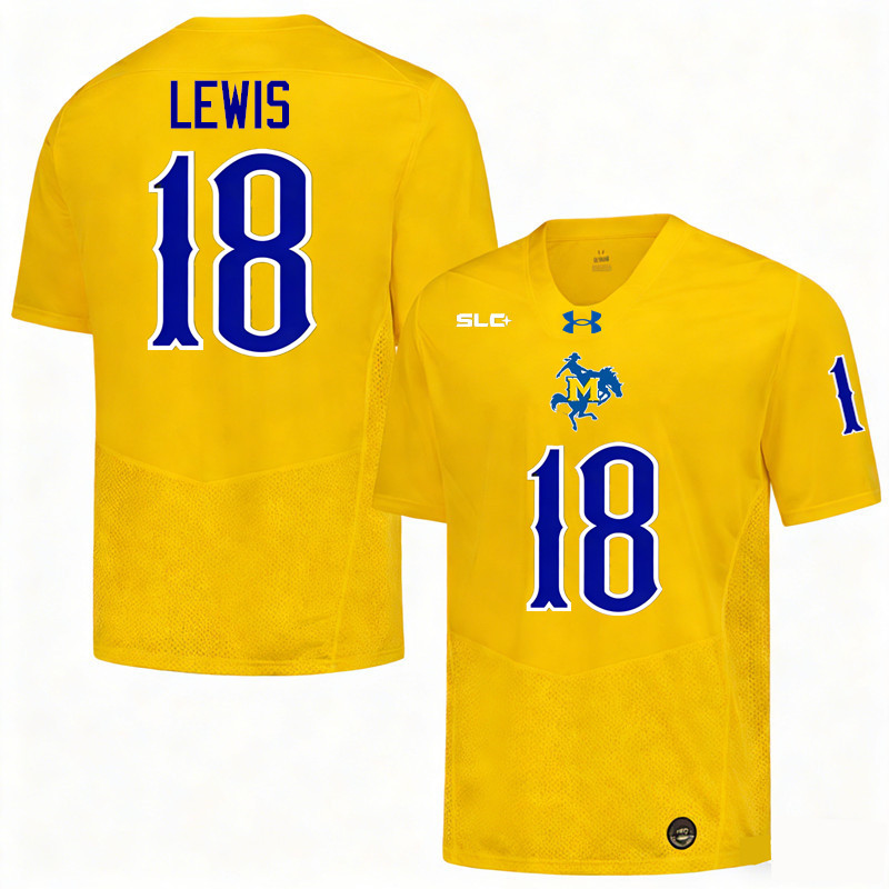 McNeese Cowboys #18 Masey Lewis College Football Jerseys,Uniforms-Gold